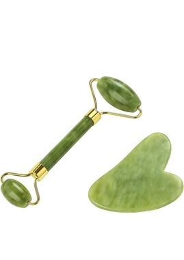 NIB Green Natural Gua Sha Lymphatic Drainage Massager, Facial Tools ,Jade Roller